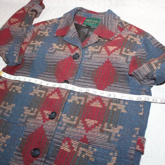 Preston & York Sport Womens Vntg Wool Blend Chore Coat Southwest Aztec Size 14 - Picture 6 of 7